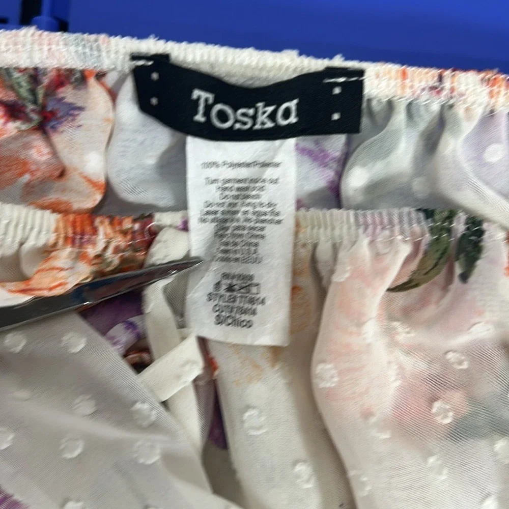 Toska Floral On/Off Shoulder Ruffle Slightly‎ Sheer Long Slv Festivals Boho S